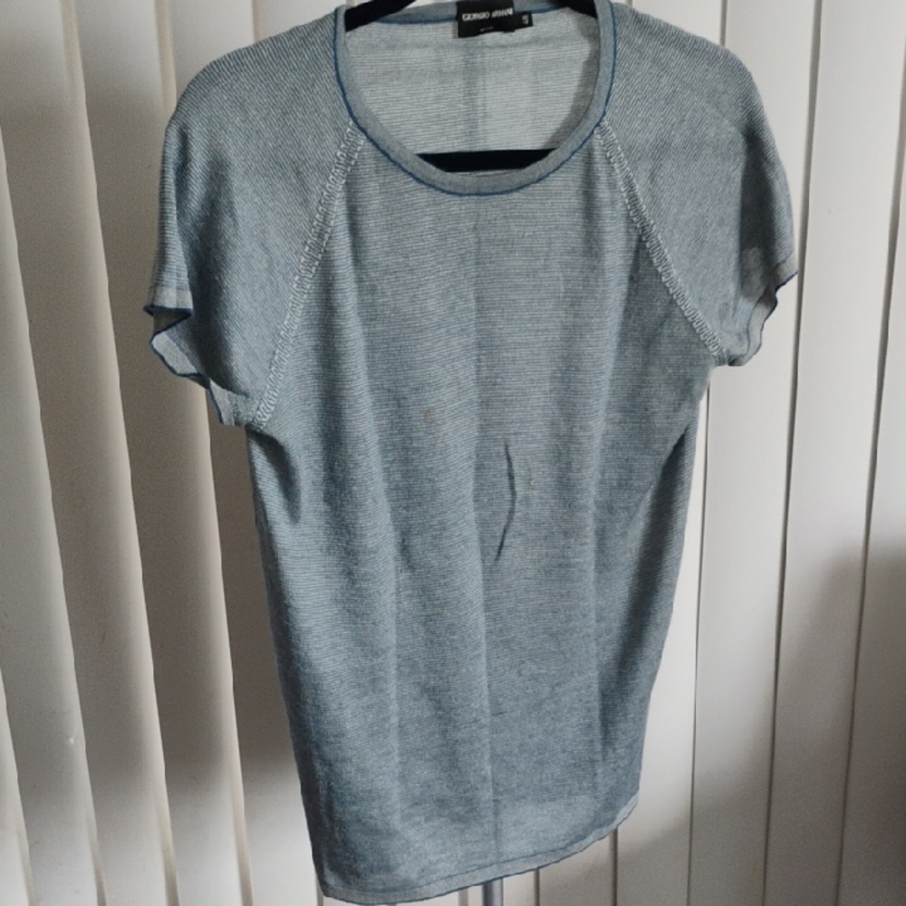 Giorgio Armani Light Blue Short Sleeve Top
